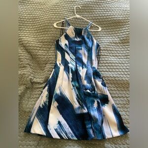 Stylish Blue and White Women’s Halter Dress